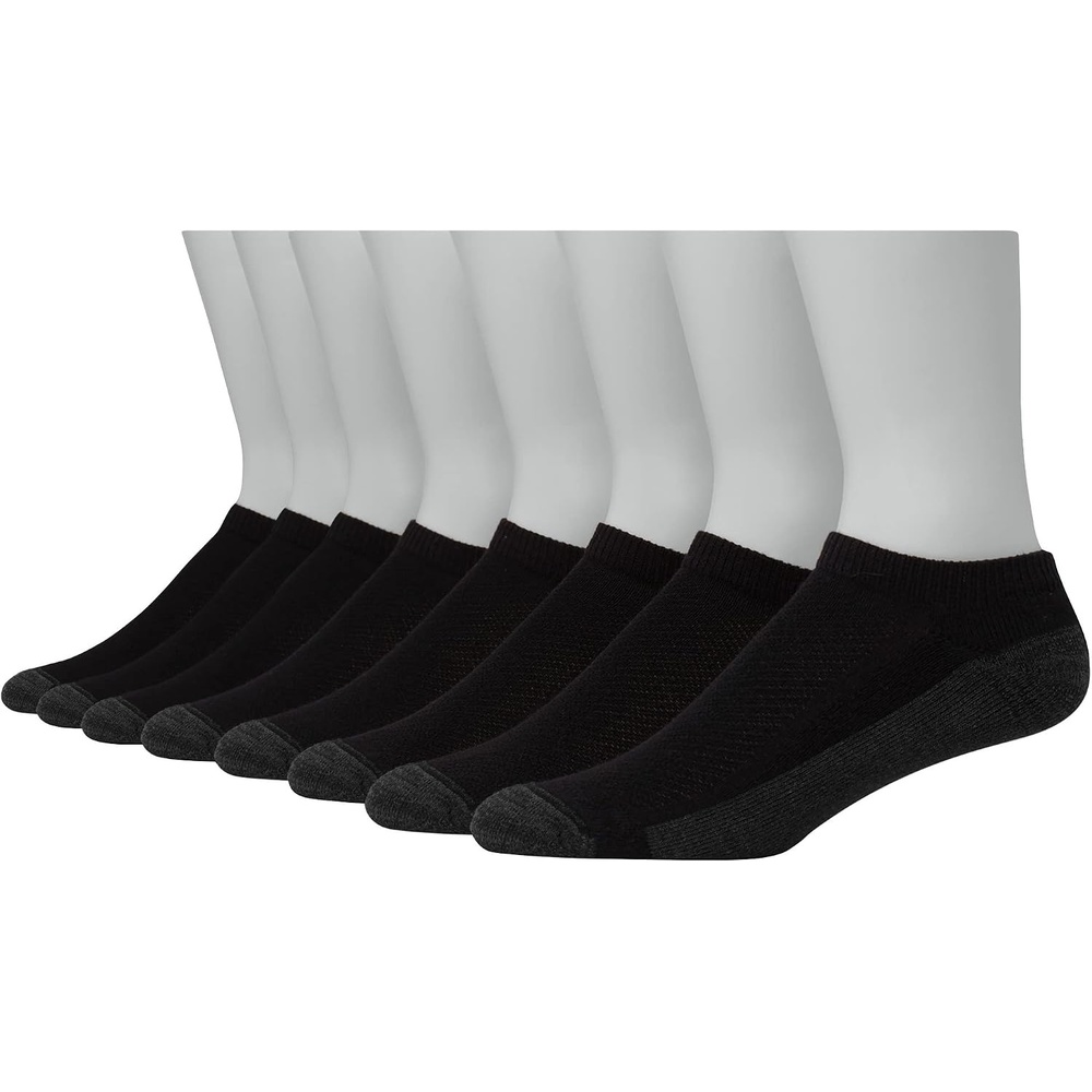 image:imageHanes Mens Max Cushion Low Cut Socks 6 8 and 12 Pair Pack White and BlackBlack 8 Pair Pack