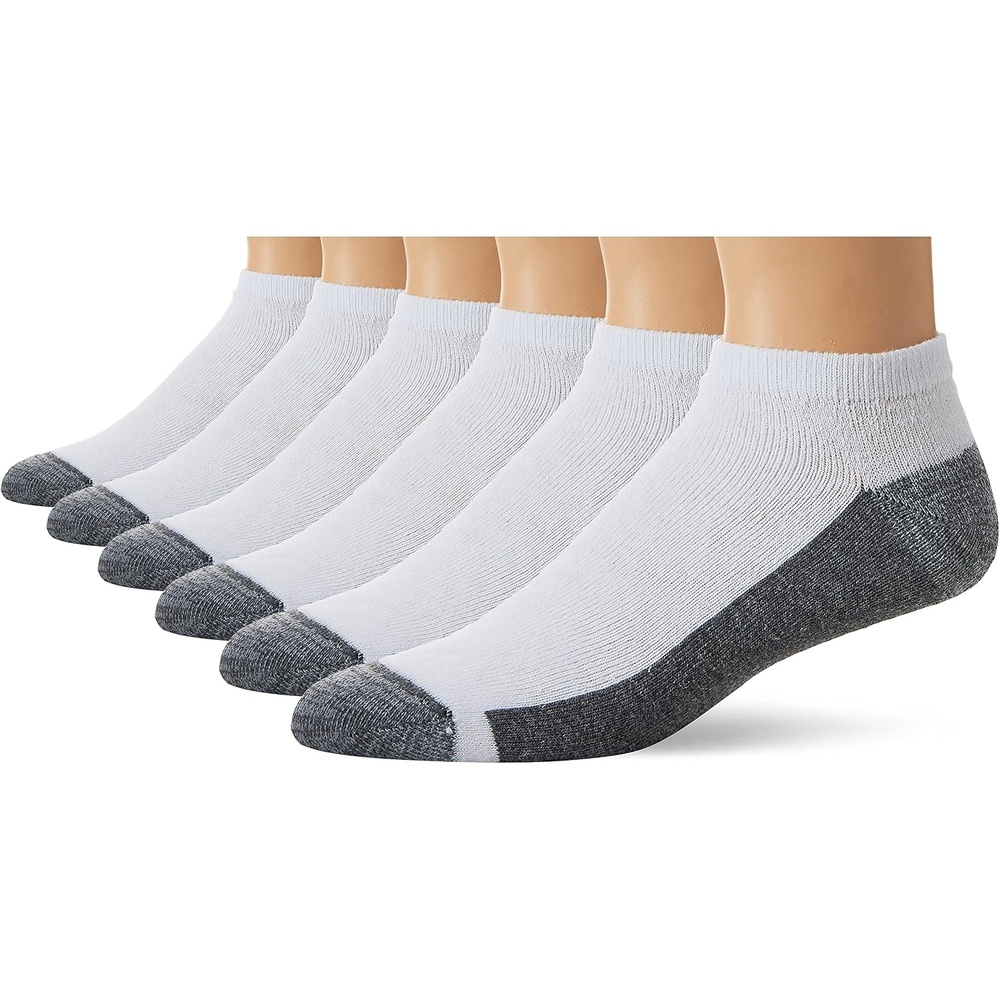 image:imageHanes Mens Max Cushion Low Cut Socks 6 8 and 12 Pair Pack White and BlackWhite