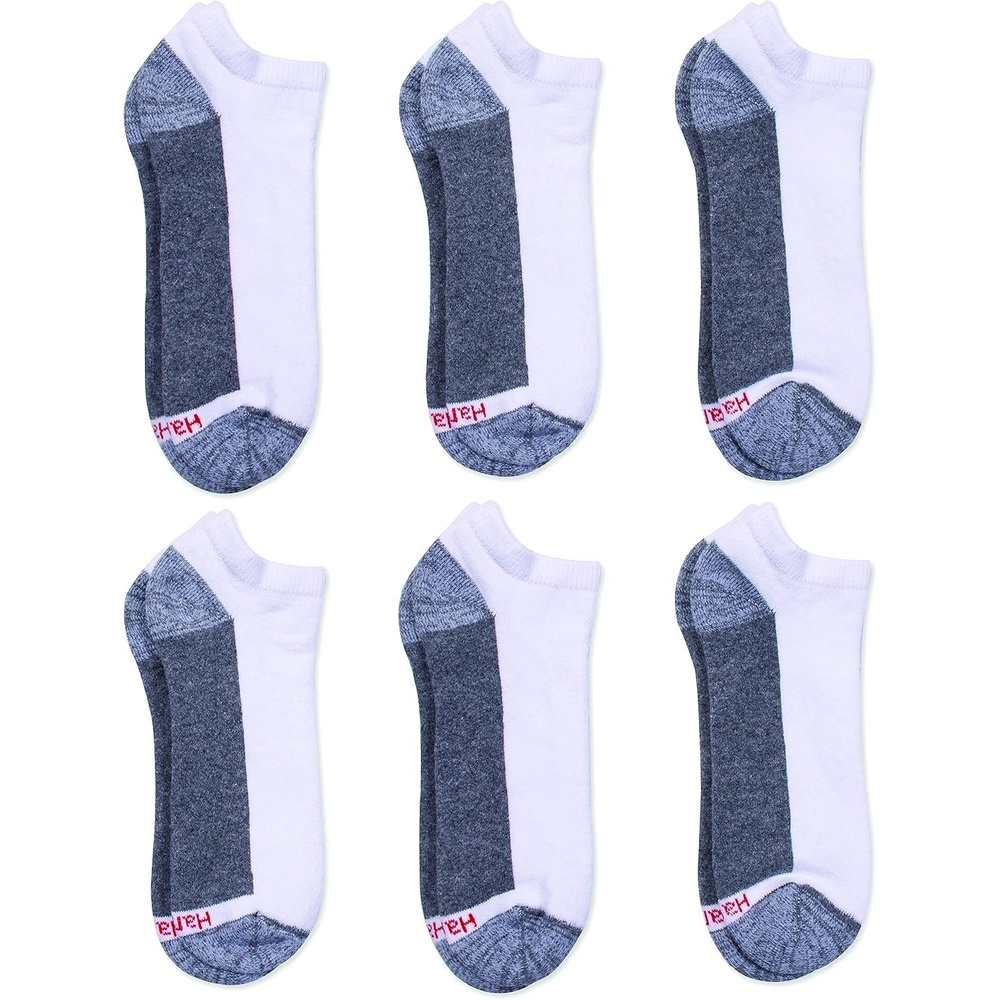 image:imageHanes Mens Max Cushion Low Cut Socks 6 8 and 12 Pair Pack White and BlackWhiteGrey 6 Pair Pack