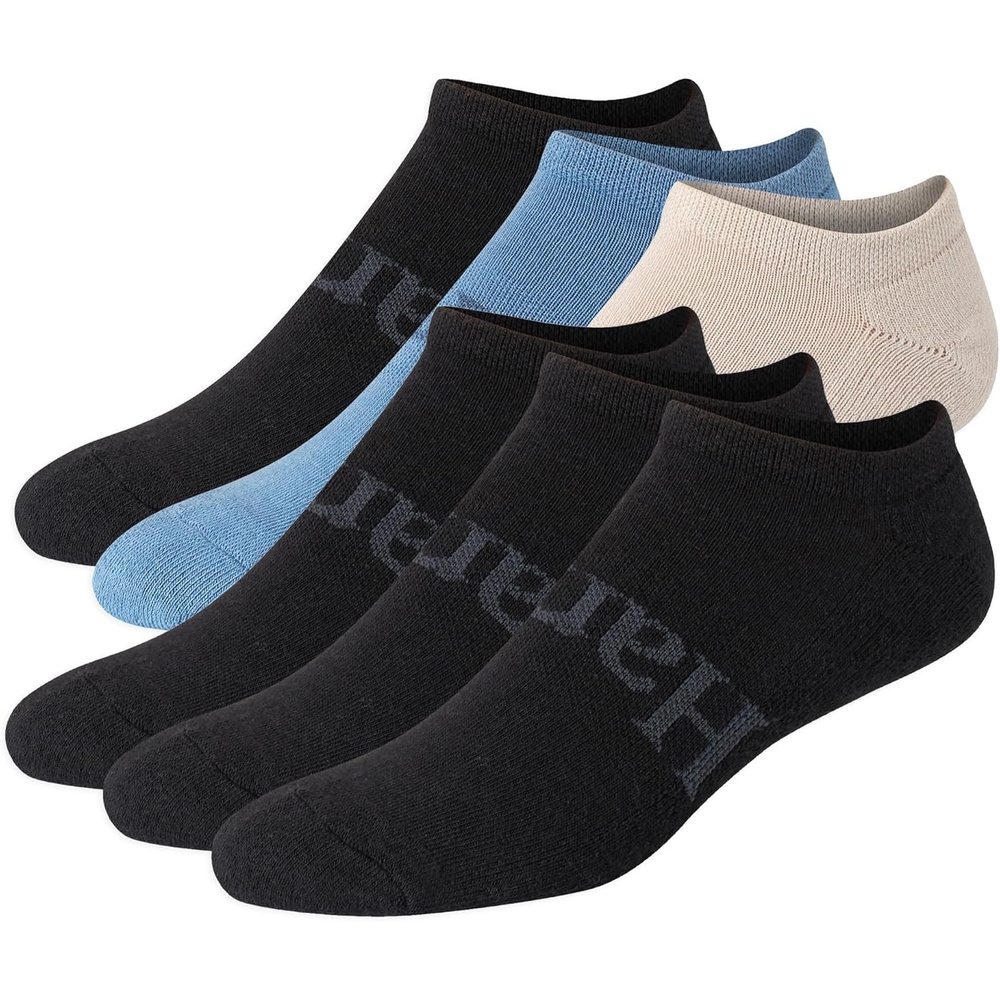 image:imageHanes Mens Originals Supersoft No Show Socks Cushioned Socks Shoe Sizes 612 6pairsBlueBeigeBlack