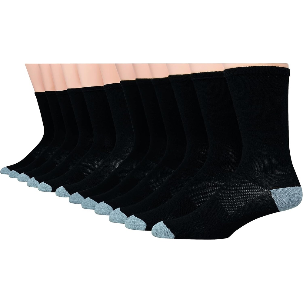 image:imageHanes Mens Socks Active Cool Xtemp Lightweight Moisturewicking Cushioned Ankle Crew and No Show 12 and 14 Pair PacksBlack Crew 12 Pair