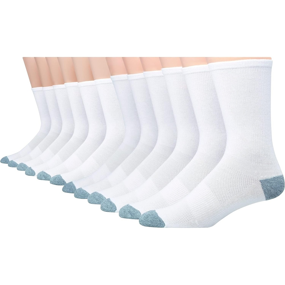 image:imageHanes Mens Socks Active Cool Xtemp Lightweight Moisturewicking Cushioned Ankle Crew and No Show 12 and 14 Pair PacksCrew White