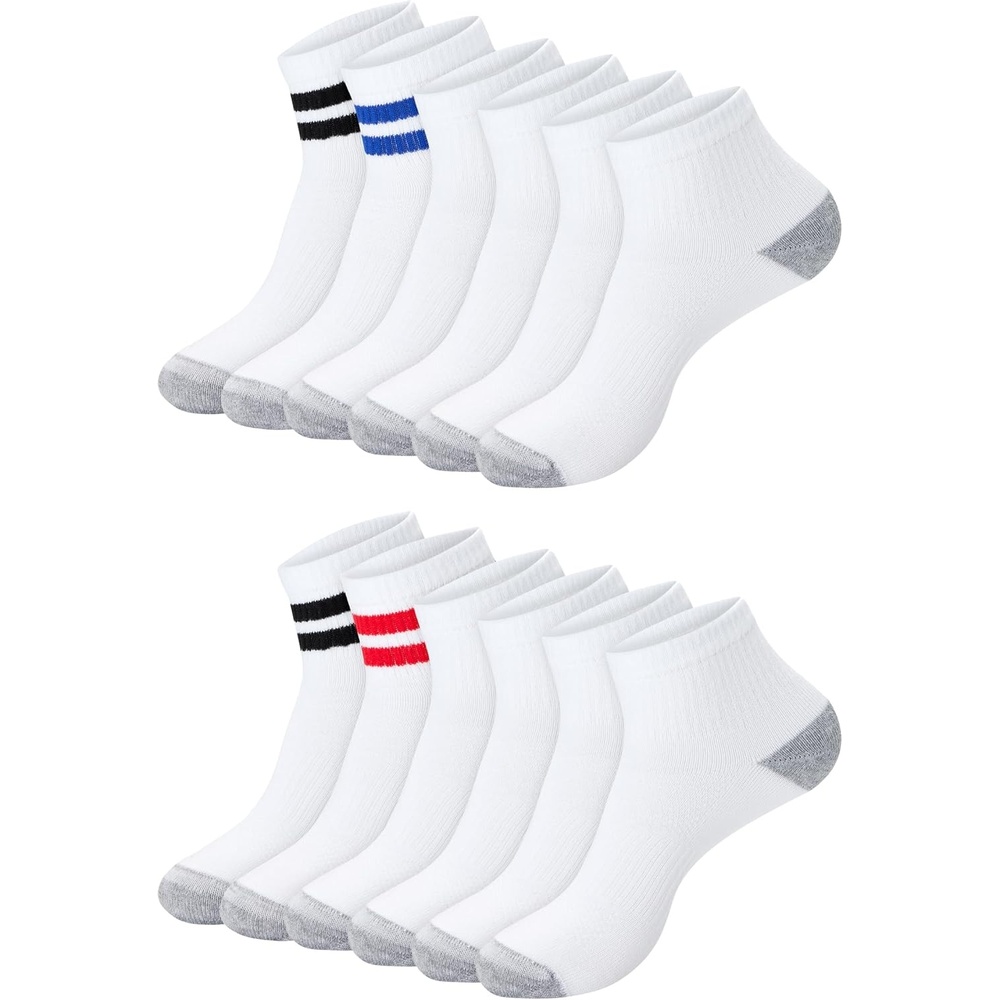 image:imageHanes Mens Socks Active Cool Xtemp Lightweight Moisturewicking Cushioned Ankle Crew and No Show 12 and 14 Pair PacksWhite Stripe Ankle 14 Pair