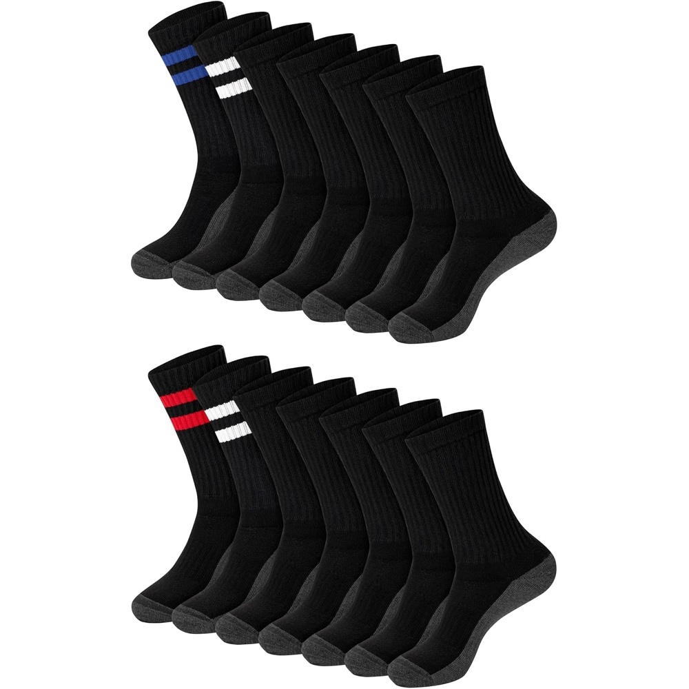 image:imageHanes Mens Socks Xtemp Cushioned Low Cut Socks 12 amp 14 Pair PacksBlack Stripe