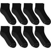 Hanes Men’s Crew Socks Pack, 8 Pairs, Max Cushion Moisture-wicking Ankle Socks for Men, Cushioned Ankle Length(Black With Gray Logo – 8 Pack)