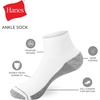 Hanes Men’s Crew Socks Pack, 8 Pairs, Max Cushion Moisture-wicking Ankle Socks for Men, Cushioned Ankle Length(White With Gray Logo – 8 Pack)