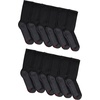 Hanes Men’s Crew & Over the Calf Socks Pack, Max Cushioned Moisture-wicking Stay Dry Socks, Athletic Socks, 6, 8 Or 12-pairs(Black/Grey Foot Bottom – 12 Pack)