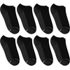 Hanes Men’s Max Cushion Low Cut Socks, 6, 8, and 12 Pair Pack, White and Black(Black With Gray Logo – 8 Pack)