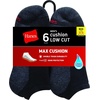 Hanes Men’s Max Cushion Low Cut Socks, 6, 8, and 12 Pair Pack, White and Black(Black/Grey – 6 Pair Pack)