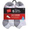 Hanes Men’s Max Cushion Low Cut Socks, 6, 8, and 12 Pair Pack, White and Black(White)