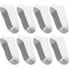 Hanes Men’s Max Cushion Low Cut Socks, 6, 8, and 12 Pair Pack, White and Black(White With Gray Logo – 8 Pack)