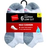 Hanes Men’s Max Cushion Low Cut Socks, 6, 8, and 12 Pair Pack, White and Black(White/Grey – 6 Pair Pack)