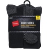 Hanes Men’s Work Socks, Cushioned Crew Socks, Moisture-wicking Socks & Odor Control, Black & White, 6 & 12 Pack Available(Black)