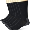Hanes Men’s Work Socks, Cushioned Crew Socks, Moisture-wicking Socks & Odor Control, Black & White, 6 & 12 Pack Available(Black)