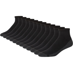 Hanes Men’s Crew Socks Pack, 8 Pairs, Max Cushion Moisture-wicking Ankle Socks for Men, Cushioned Ankle Length(Black With Red Logo – 12 Pack)