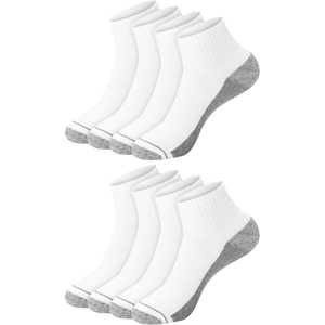 Hanes Men’s Crew Socks Pack, 8 Pairs, Max Cushion Moisture-wicking Ankle Socks for Men, Cushioned Ankle Length(White With Gray Logo – 8 Pack)
