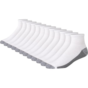 Hanes Men’s Crew Socks Pack, 8 Pairs, Max Cushion Moisture-wicking Ankle Socks for Men, Cushioned Ankle Length(White With Red Logo – 12 Pack)