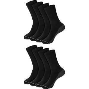 Hanes Men’s Crew & Over the Calf Socks Pack, Max Cushioned Moisture-wicking Stay Dry Socks, Athletic Socks, 6, 8 Or 12-pairs(Black With Gray Logo – 8 Pack)