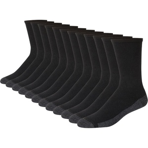 Hanes Men’s Crew & Over the Calf Socks Pack, Max Cushioned Moisture-wicking Stay Dry Socks, Athletic Socks, 6, 8 Or 12-pairs(Black/Grey Foot Bottom – 12 Pack)