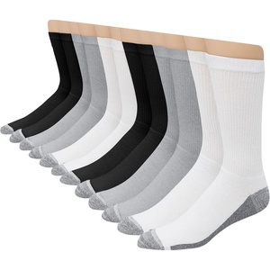 Hanes Men’s Crew & Over the Calf Socks Pack, Max Cushioned Moisture-wicking Stay Dry Socks, Athletic Socks, 6, 8 Or 12-pairs(Black/White/Gray With Red Logo – 12 Pack)