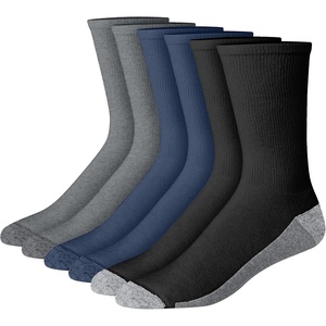 Hanes Men’s Crew & Over the Calf Socks Pack, Max Cushioned Moisture-wicking Stay Dry Socks, Athletic Socks, 6, 8 Or 12-pairs(Charcoal/Navy/Black With Red Logo – 6 Pack)