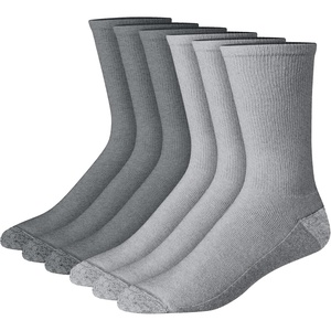 Hanes Men’s Crew & Over the Calf Socks Pack, Max Cushioned Moisture-wicking Stay Dry Socks, Athletic Socks, 6, 8 Or 12-pairs(Gray/Charcoal With Red Logo)