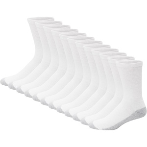 Hanes Men’s Double Tough Crew Socks | Moisture Wicking Socks, Multipack(White – 12 Pair)