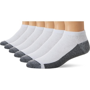 Hanes Men’s Max Cushion Low Cut Socks, 6, 8, and 12 Pair Pack, White and Black(White)