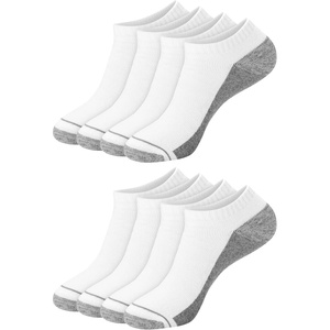 Hanes Men’s Max Cushion Low Cut Socks, 6, 8, and 12 Pair Pack, White and Black(White With Gray Logo – 8 Pack)