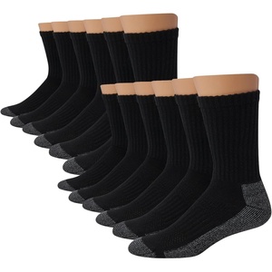 Hanes Men’s Work Socks, Cushioned Crew Socks, Moisture-wicking Socks & Odor Control, Black & White, 6 & 12 Pack Available(Black – 12 Pack)