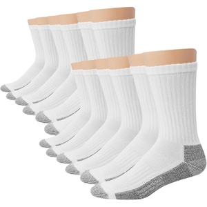Hanes Men’s Work Socks, Cushioned Crew Socks, Moisture-wicking Socks & Odor Control, Black & White, 6 & 12 Pack Available(White – 12 Pack)