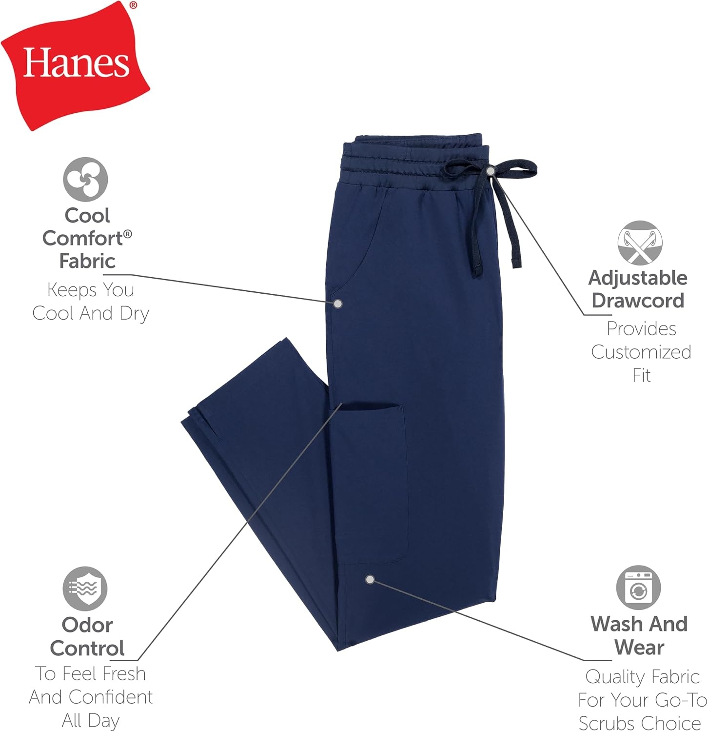 image:imageHanes Womens Comfort Fit Scrub Pants MoistureWicking Healthcare Scrubs for Women 3 PocketsFuchsia Pink