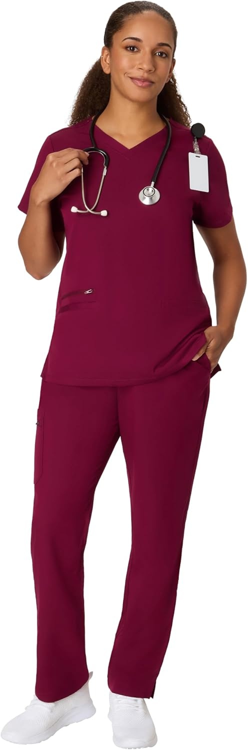 image:imageHanes Womens Scrub Pants Comfort Fit Healthcare Pants for Women MoistureWicking Medical ScrubsAfternoon Burgundy