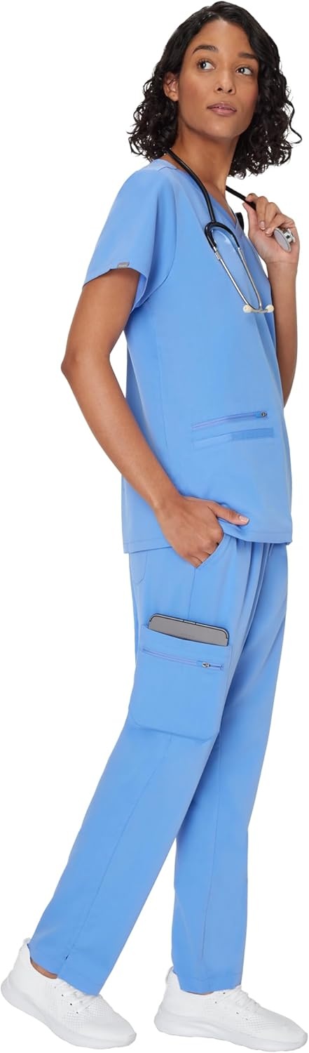 image:imageHanes Womens Scrub Pants Comfort Fit Healthcare Pants for Women MoistureWicking Medical ScrubsCeil Blue 2