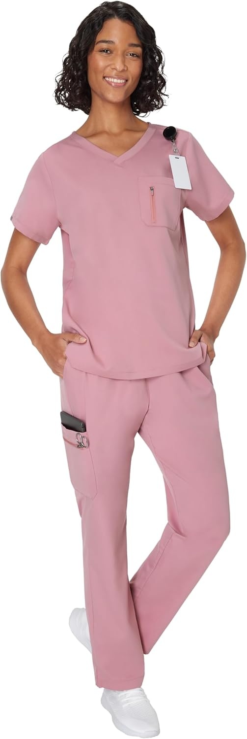 image:imageHanes Womens Scrub Pants Comfort Fit Healthcare Pants for Women MoistureWicking Medical ScrubsPink Mauve