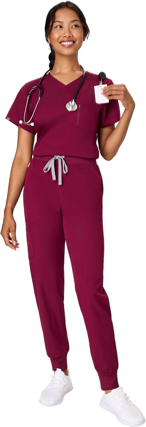 image:imageHanes Womens Scrub Top Premium Stretch VNeck Healthcare TopAfternoon Burgundy
