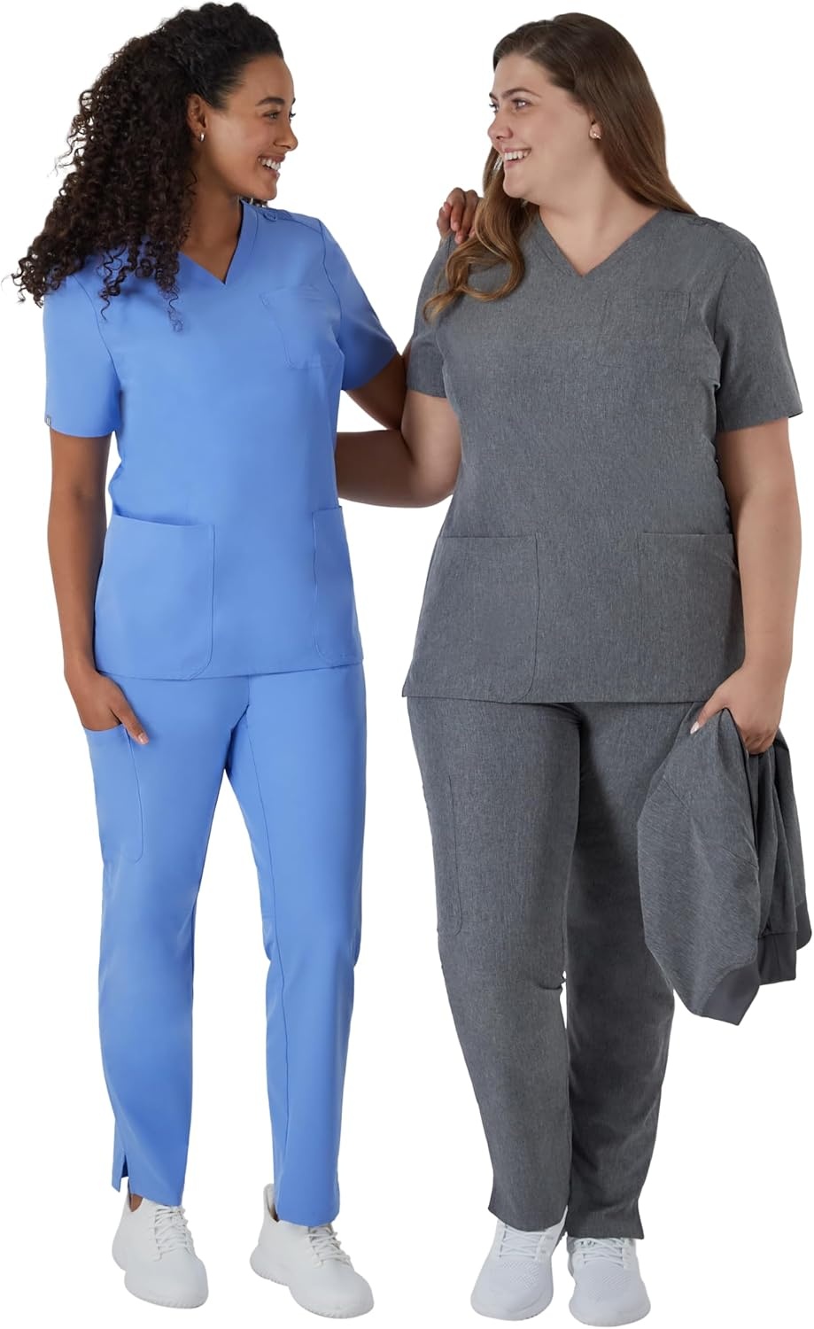 image:imageHanes Womens Scrubs Healthcare Top MoistureWicking Stretch Scrub Shirts Ribbed Back PanelCeil Blue 2