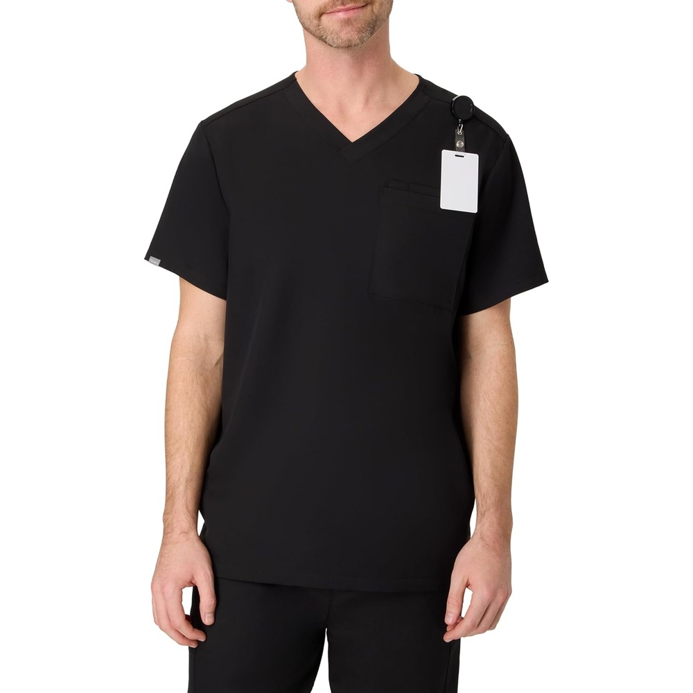 image:imageHanes Mens Scrub Top Comfort Fit Healthcare Top with Chest PocketNew Ebony