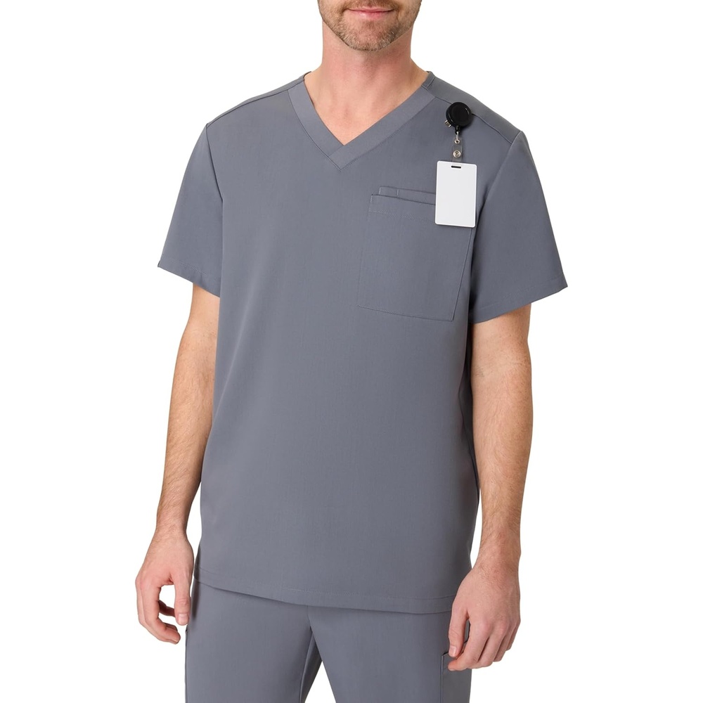 image:imageHanes Mens Scrub Top Comfort Fit Healthcare Top with Chest PocketSlate Grey