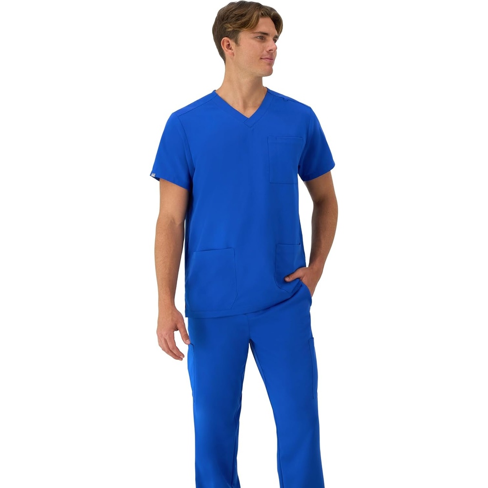 image:imageHanes Mens Scrubs Healthcare Top MoistureWicking Stretch Scrub Shirts for Men Odor ControlRoyal Blue