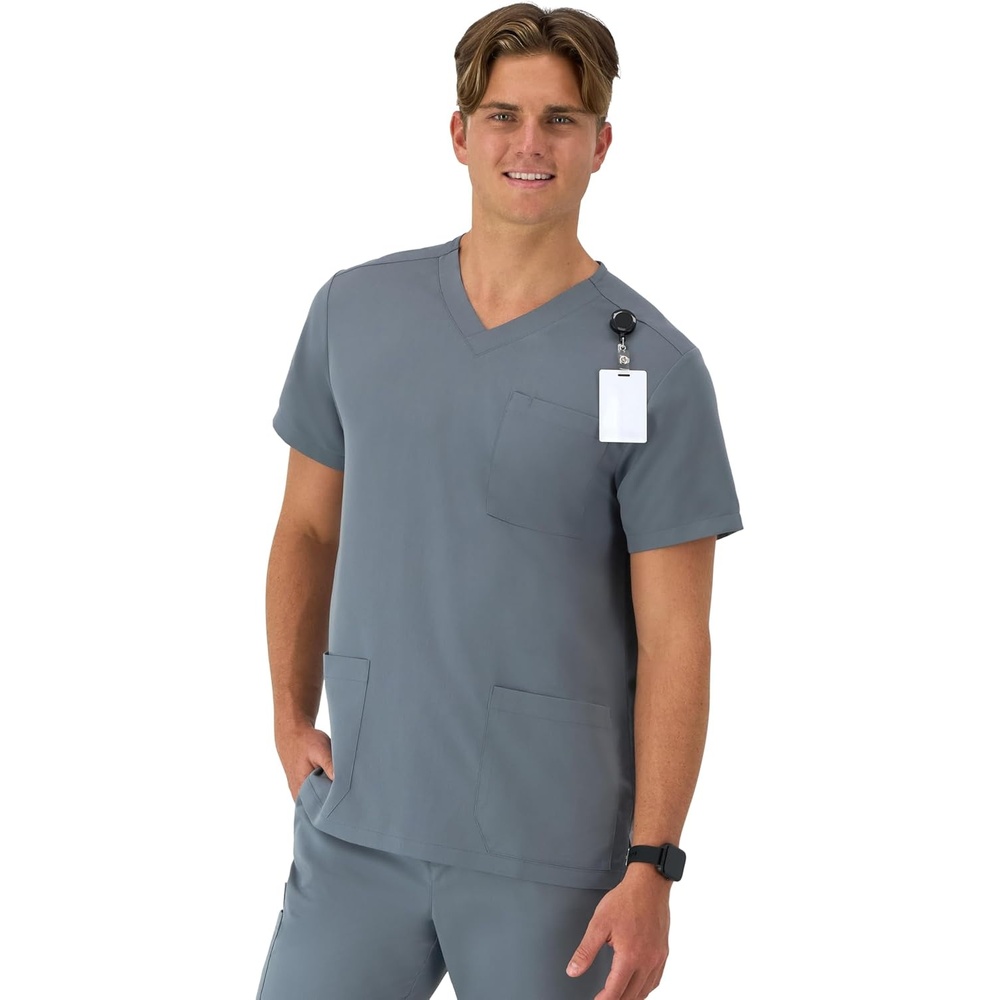 image:imageHanes Mens Scrubs Healthcare Top MoistureWicking Stretch Scrub Shirts for Men Odor ControlSlate Grey