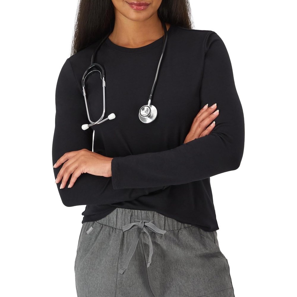 image:imageHanes Womens Comfort Fit Scrubs Underscrub Supersoft Viscose from Bamboo Long Sleeve ShirtNew Ebony
