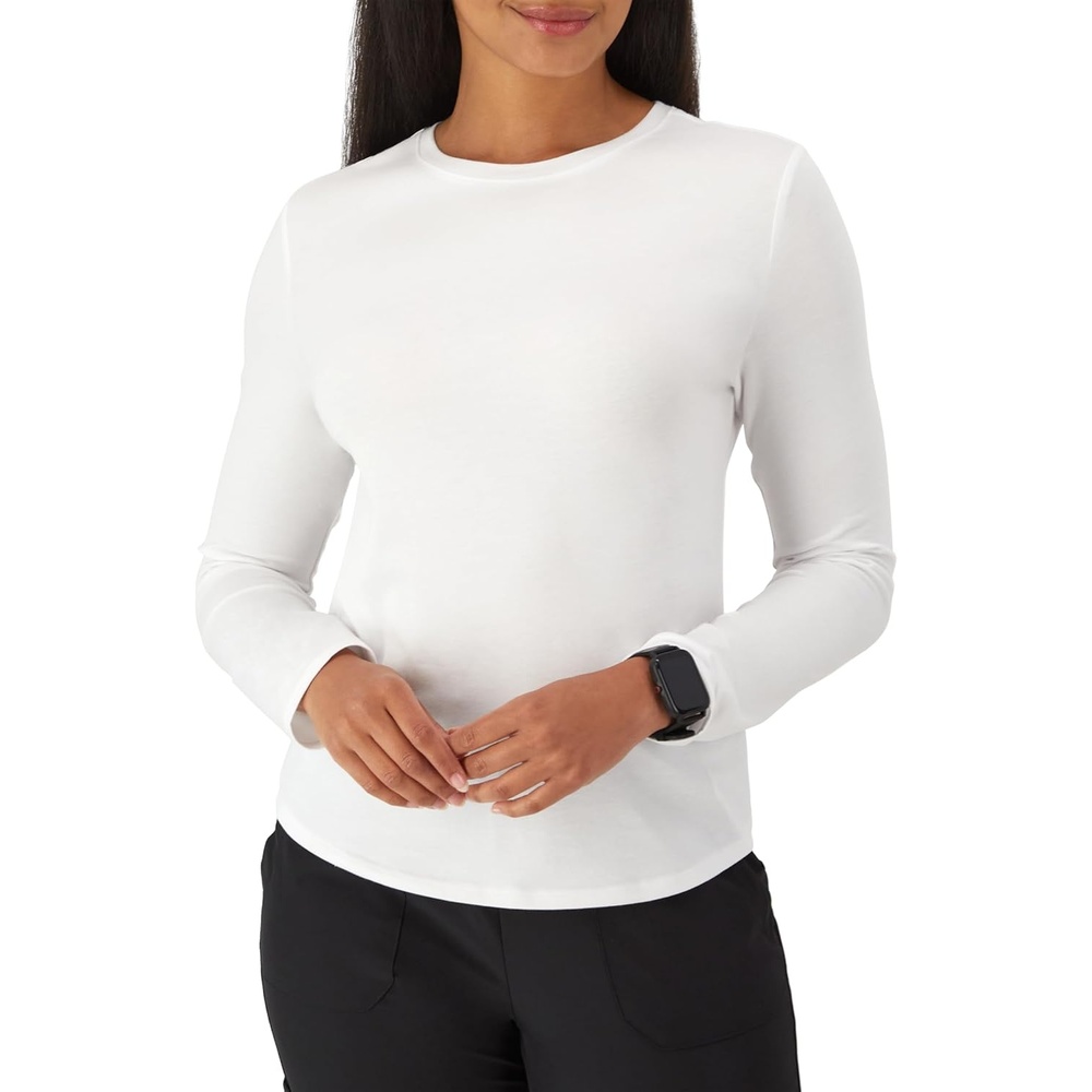 image:imageHanes Womens Comfort Fit Scrubs Underscrub Supersoft Viscose from Bamboo Long Sleeve ShirtWhite