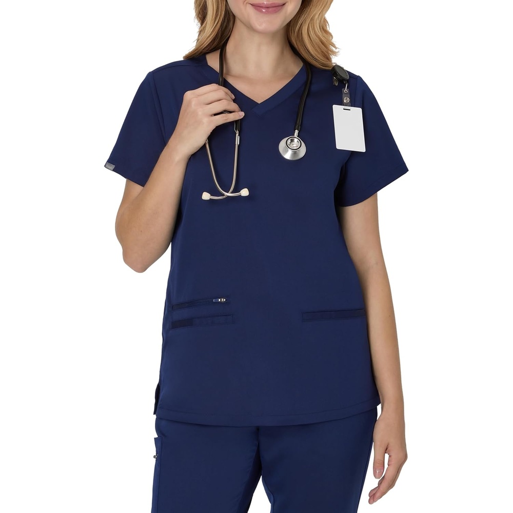 image:imageHanes Womens Hanes Womens Premium Scrubs Top with Pockets Comfort Fit Scrubs for Women Nurse EssentialsAthletic Navy