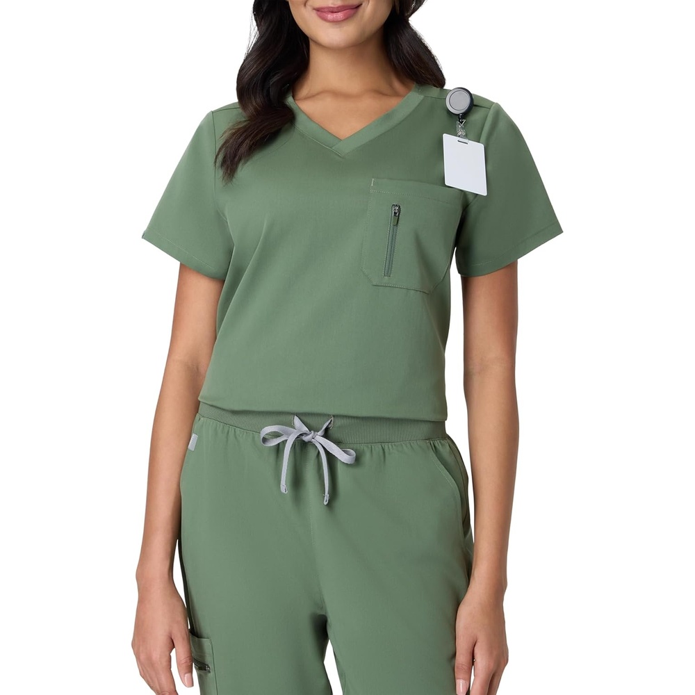 image:imageHanes Womens Scrub Top Premium Stretch VNeck Healthcare TopGreen Moss