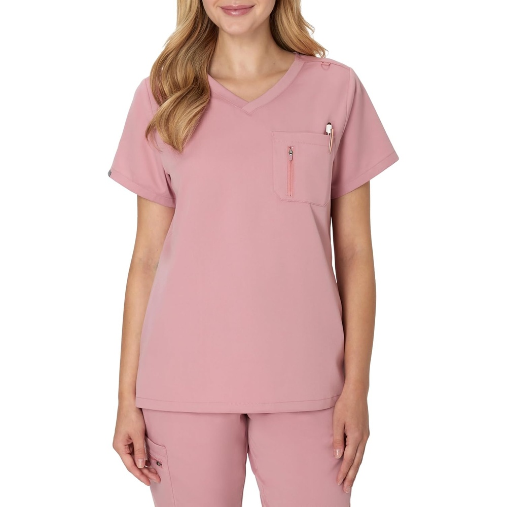 image:imageHanes Womens Scrub Top Premium Stretch VNeck Healthcare TopPink Mauve