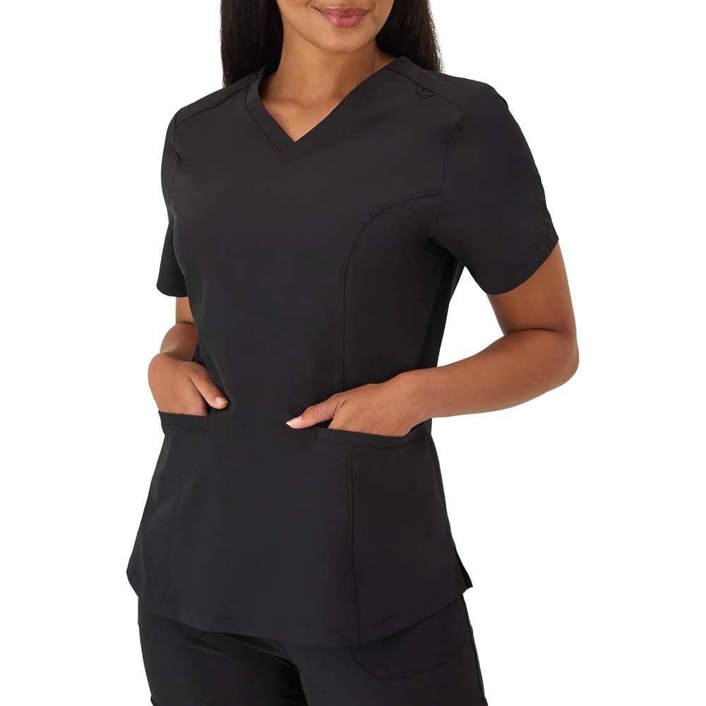 image:imageHanes Womens Scrubs Healthcare Top with VNeckline MoistureWicking Stretch Scrub ShirtsNew Ebony