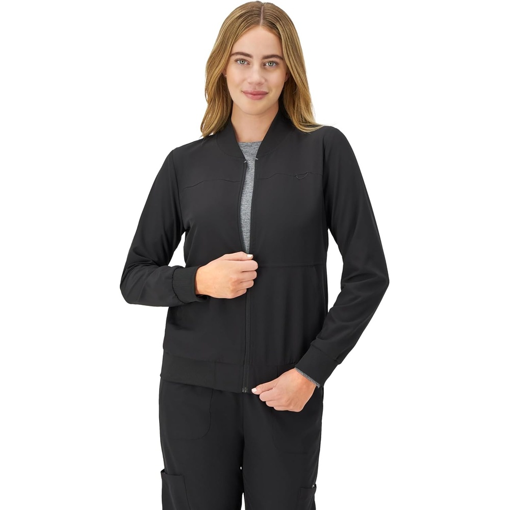 image:imageHanes Womens Scrubs ZipUp Bomber JacketNew Ebony