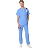 Hanes Men’s Scrub Top – Comfort Fit Healthcare Top with Chest Pocket(Ceil Blue 2)