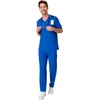Hanes Men’s Scrub Top – Comfort Fit Healthcare Top with Chest Pocket(Royal Blue)